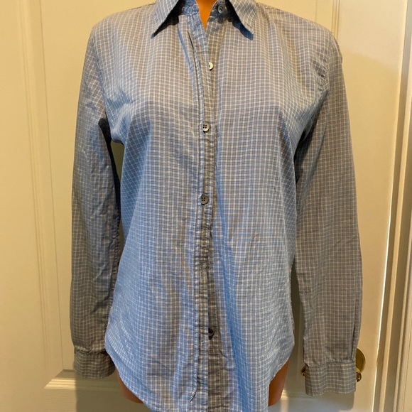 J Crew Blue Check Plaid Button Front Shirt Small S - Picture 2 of 9